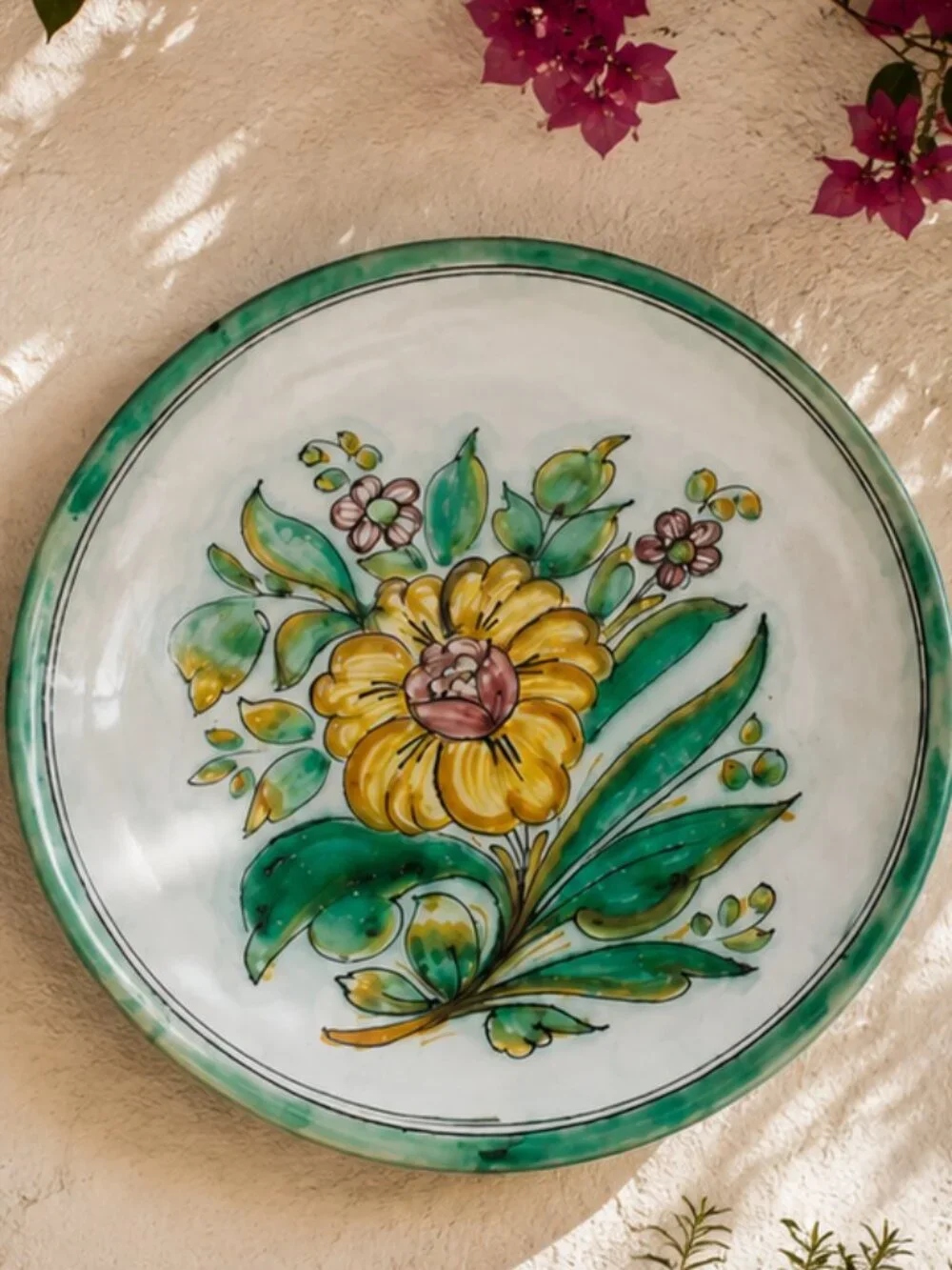 Vintage Signed Spanish Hand Painted Still Life Floral Majolica Plate